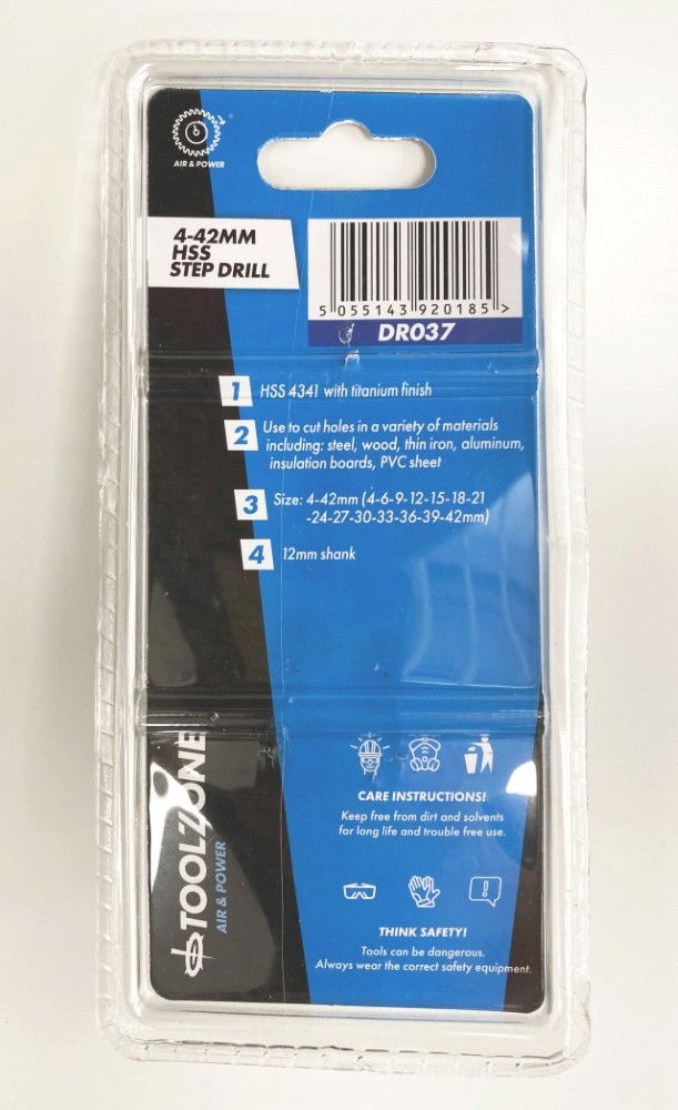 STEP DRILL HSS 4-42mm 14 STEPS 10mm SHANK TITANIUM COATED - TOOLZONE KDPDR037 thumbnail 3