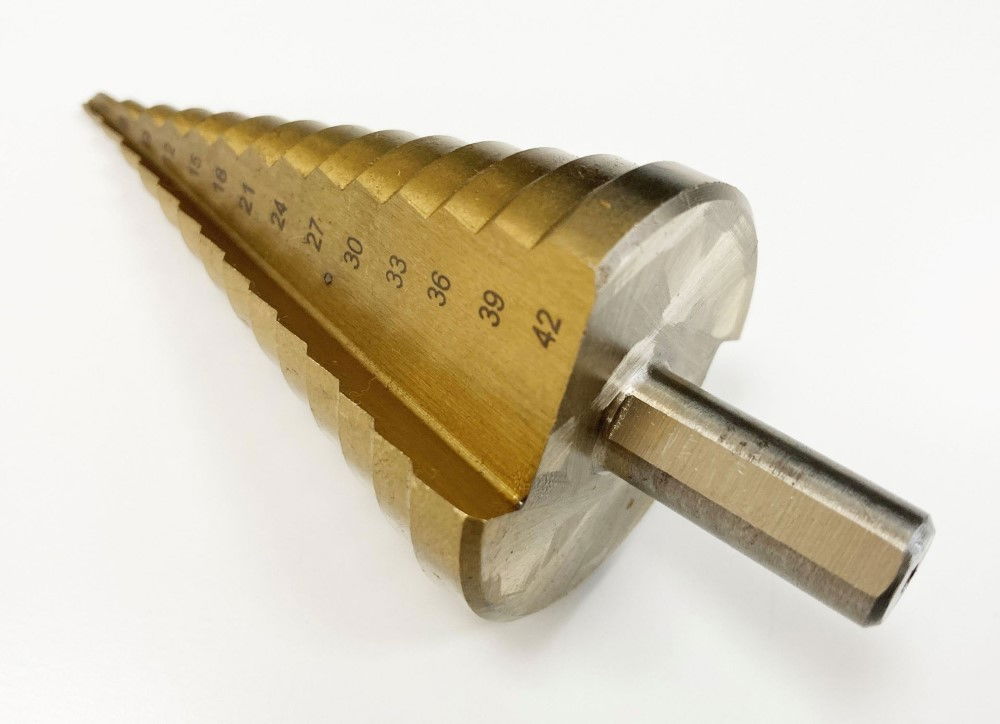 STEP DRILL HSS 4-42mm 14 STEPS 10mm SHANK TITANIUM COATED - TOOLZONE KDPDR037 thumbnail 4