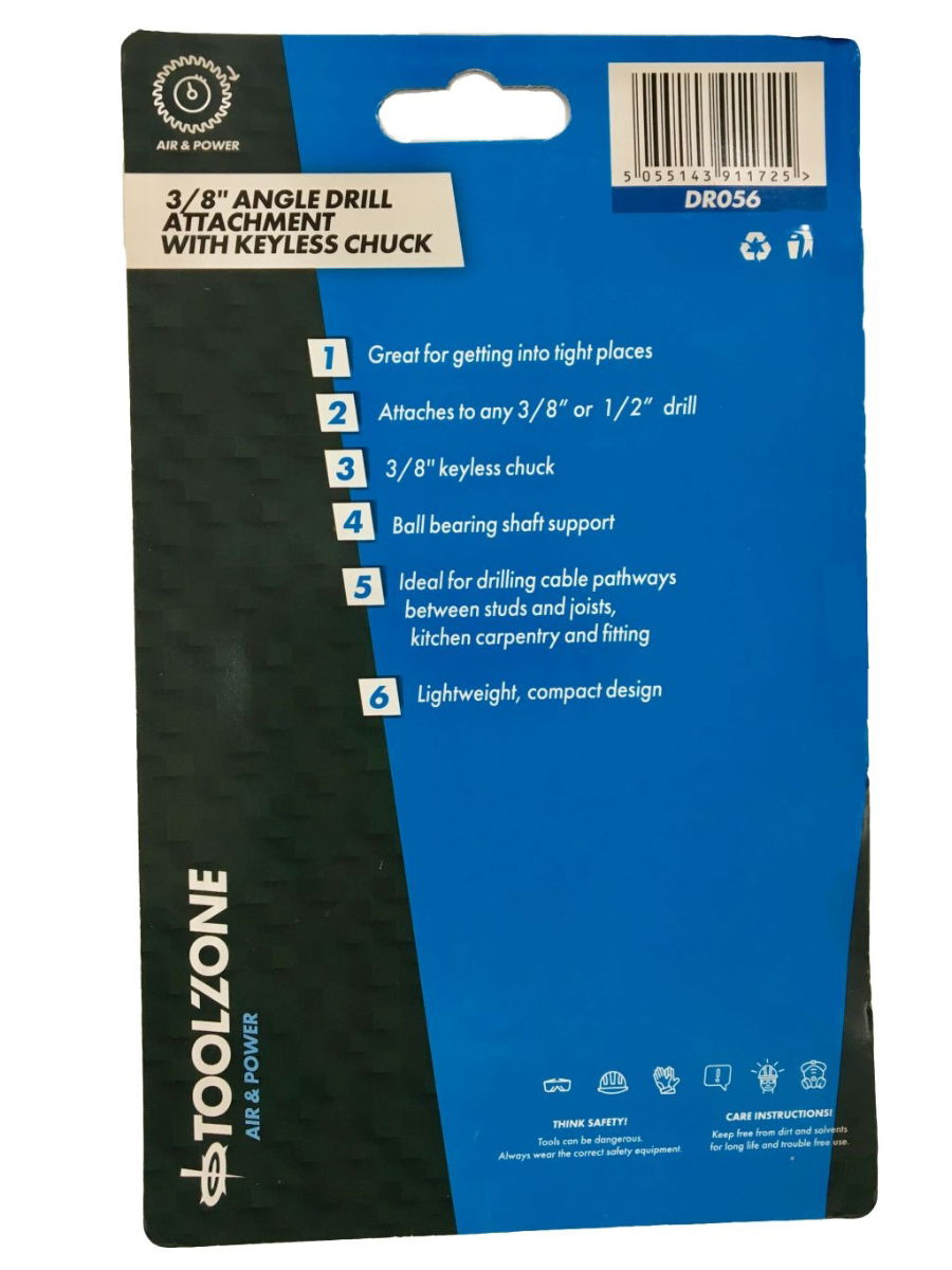 ANGLE DRILL ATTACHMENT 3/8 KEYLESS CHUCK - TOOLZONE KDPDR056 thumbnail 4