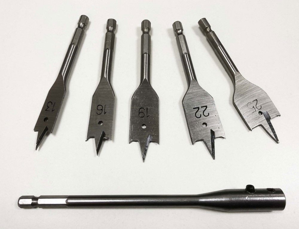 WOOD BIT SET STUBBY FLAT 7PC 100mm WITH EXTENSION AND KEY - TOOLZONE KDPDR066 thumbnail 3