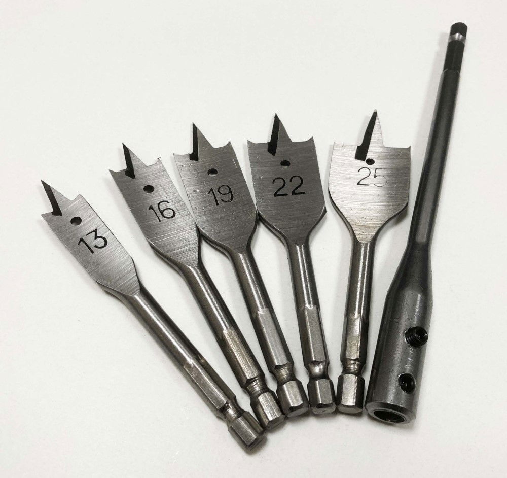 WOOD BIT SET STUBBY FLAT 7PC 100mm WITH EXTENSION AND KEY - TOOLZONE KDPDR066 thumbnail 4