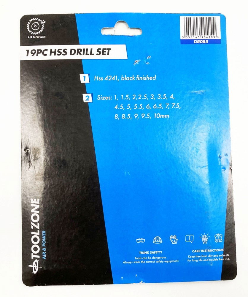 DRILL BIT SET HSS JOBBER 19PC 1-10mm - TOOLZONE KDPDR085 thumbnail 3