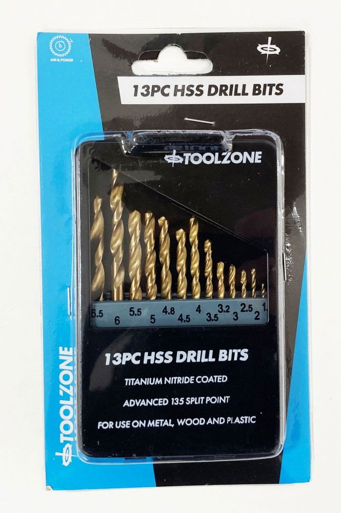DRILL BIT SET HSS TITANIUM COATED 13PC 1.5-6.5mm - TOOLZONE KDPDR101 thumbnail 4