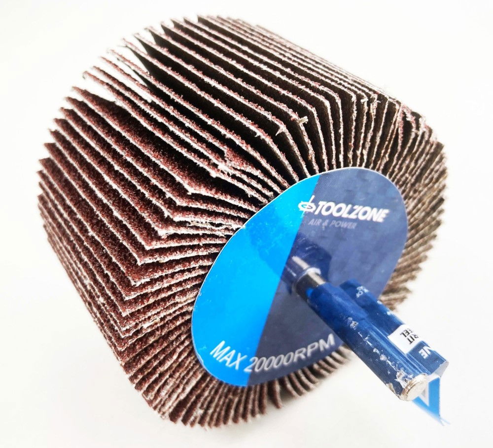 FLAP WHEEL FOR DRILL 80x50mm 60 grit 6mm SPINDLE - TOOLZONE KDPDR181 thumbnail 3