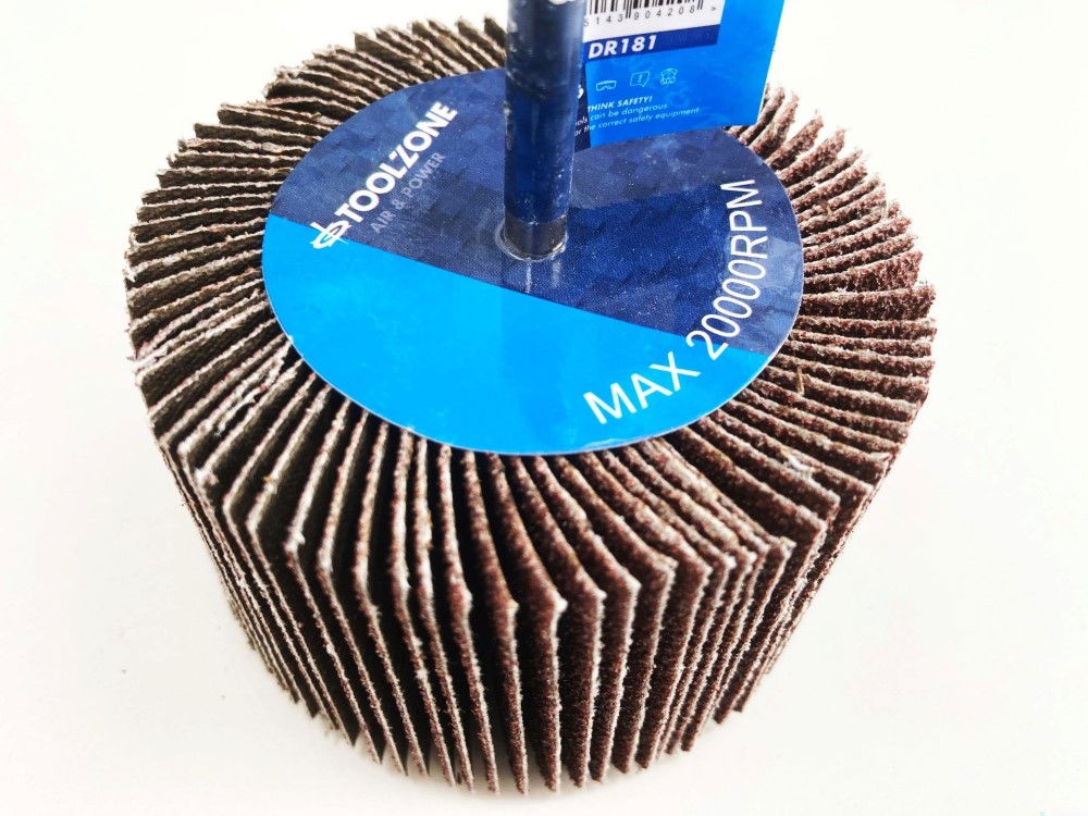 FLAP WHEEL FOR DRILL 80x50mm 60 grit 6mm SPINDLE - TOOLZONE KDPDR181 thumbnail 4