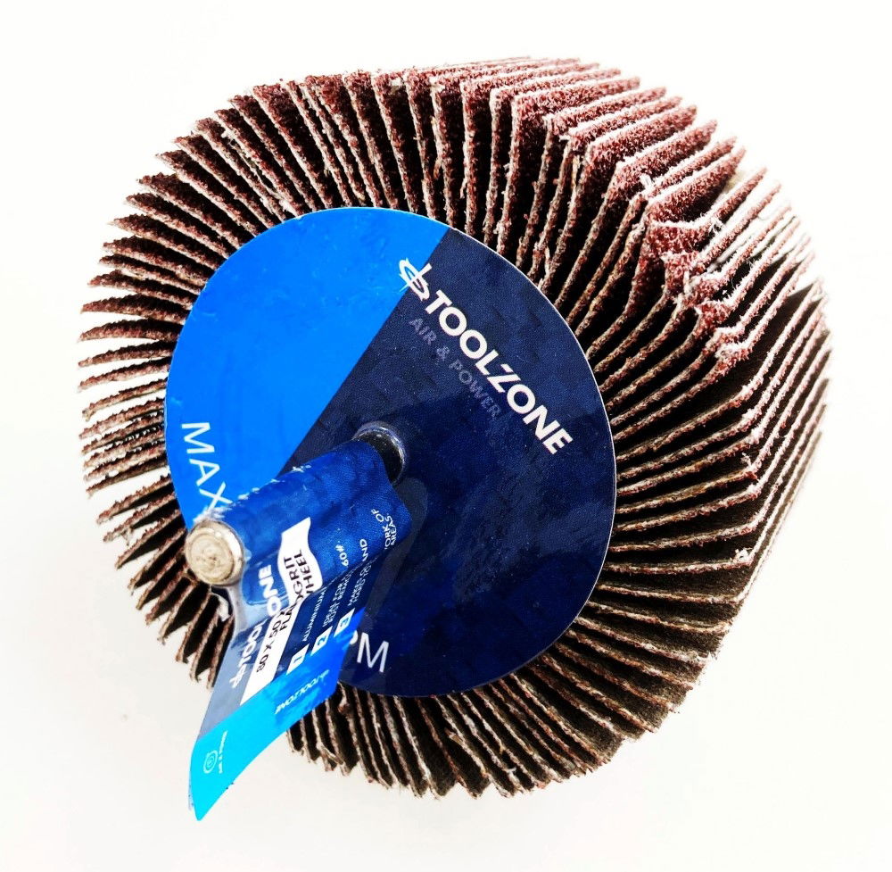 FLAP WHEEL FOR DRILL 80x50mm 60 grit 6mm SPINDLE - TOOLZONE KDPDR181 thumbnail 5