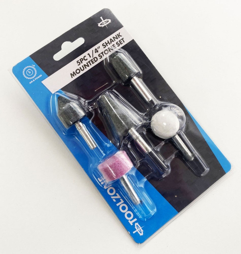 MOUNTED STONE SET 5PC 1/4 SHANK ALUMINIUM OXIDE - TOOLZONE KDPDR183 thumbnail 2
