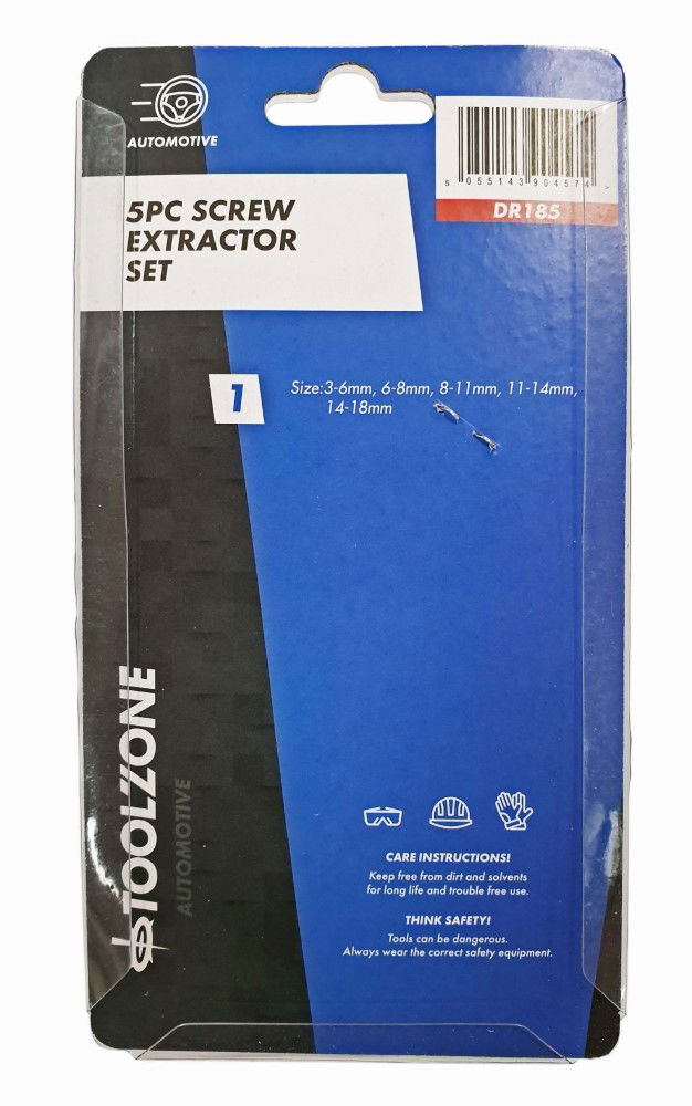 SCREW EXTRACTOR SET 5PC 3-19mm - TOOLZONE KDPDR185 thumbnail 2