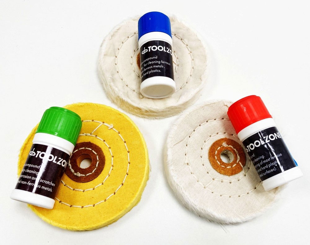 HARD METAL POLISHING SET 7PC WITH WHEELS AND COMPOUNDS - TOOLZONE KDPDR234 thumbnail 3