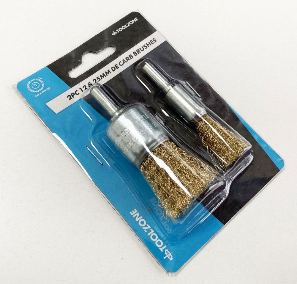 DECARB WIRE BRUSH SET 2PC 12mm 25mm 6mm SPINDLE - TOOLZONE KDPDR306 thumbnail 2
