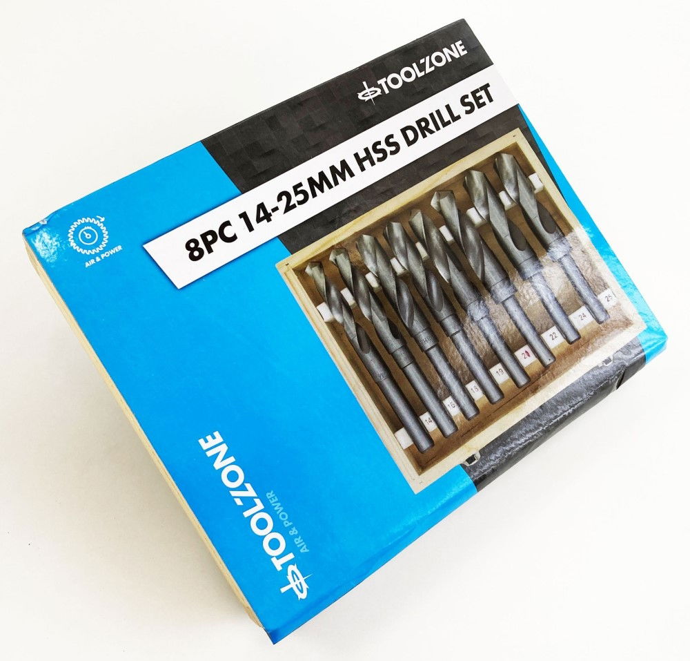 HSS DRILL SET 8PC 14-25mm 1/2 SHANK - TOOLZONE KDPDR307 thumbnail 2