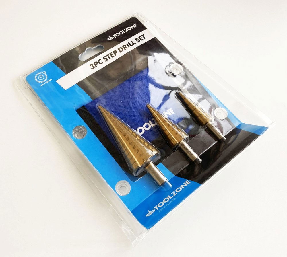 HSS STEP DRILL SET 3PC 4-32mm TITANIUM COATED - TOOLZONE KDPDR387 thumbnail 2