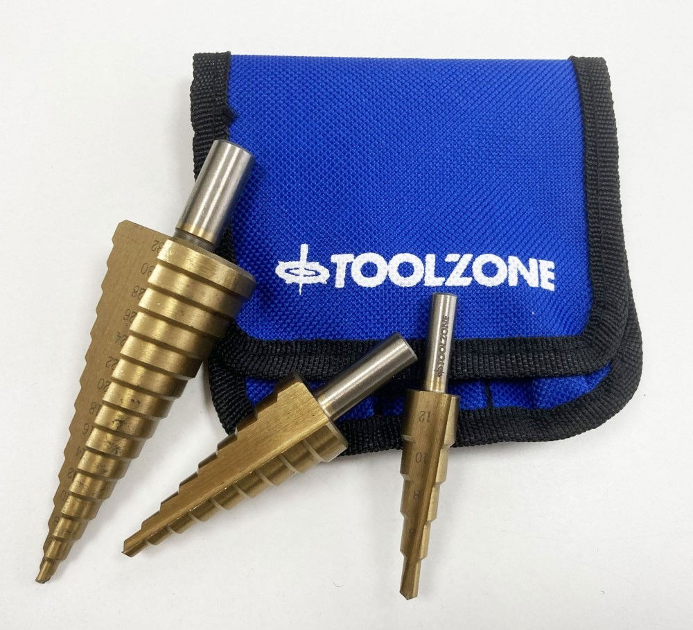 HSS STEP DRILL SET 3PC 4-32mm TITANIUM COATED - TOOLZONE KDPDR387 thumbnail 4
