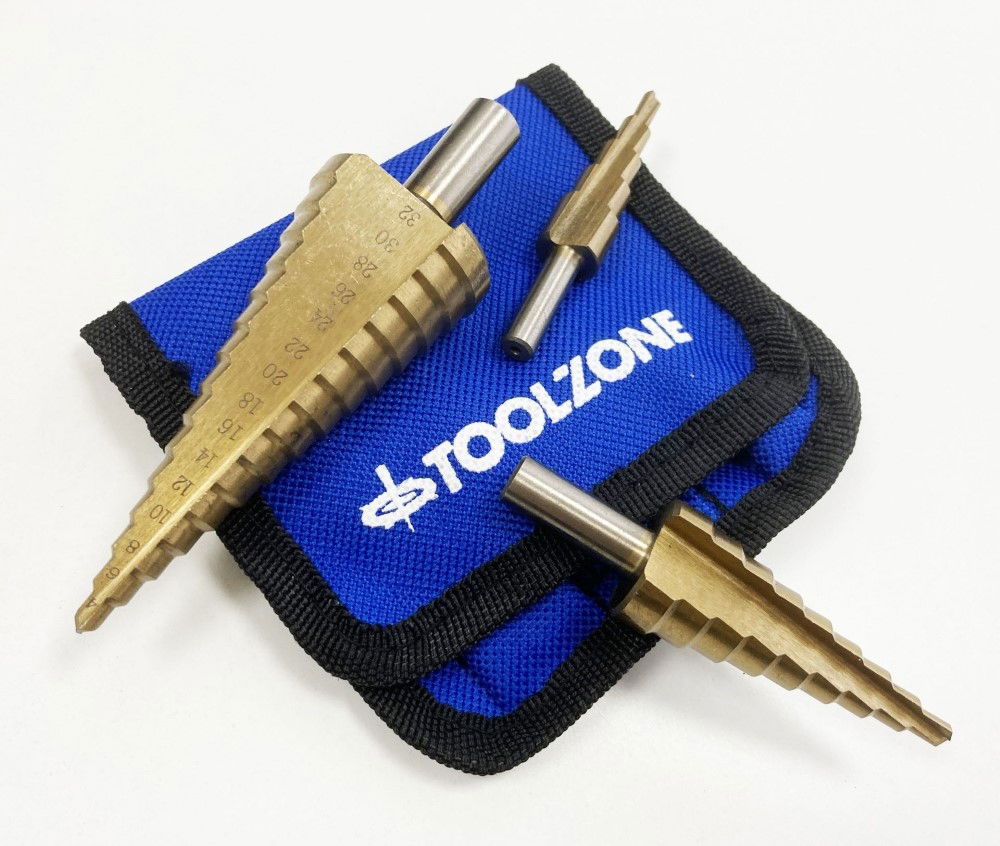 HSS STEP DRILL SET 3PC 4-32mm TITANIUM COATED - TOOLZONE KDPDR387 thumbnail 5