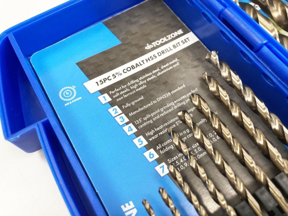 HSS DRILL SET 15PC 5% COBALT 1.5-10mm - TOOLZONE KDPDR389 thumbnail 6