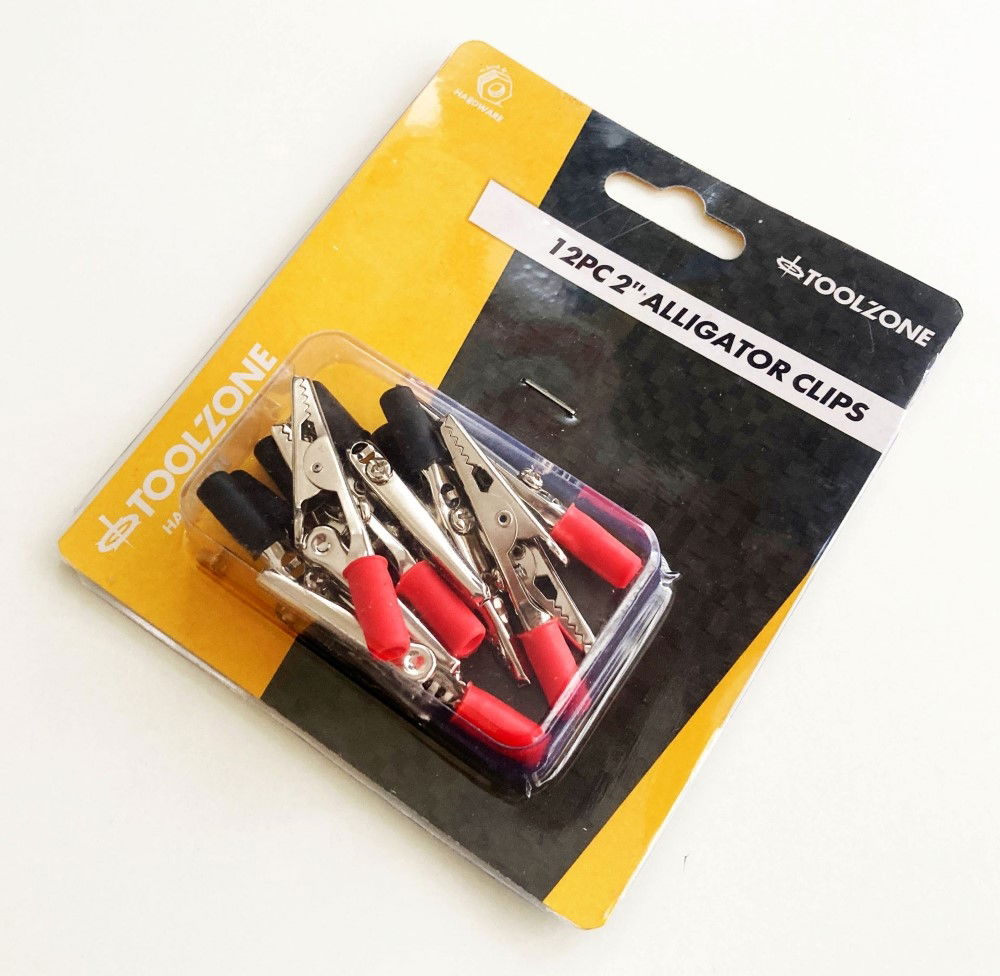 ALLIGATOR CLIPS 12PC 2 INSULATED PVC HANDLES - TOOLZONE KDPEL075 thumbnail 2