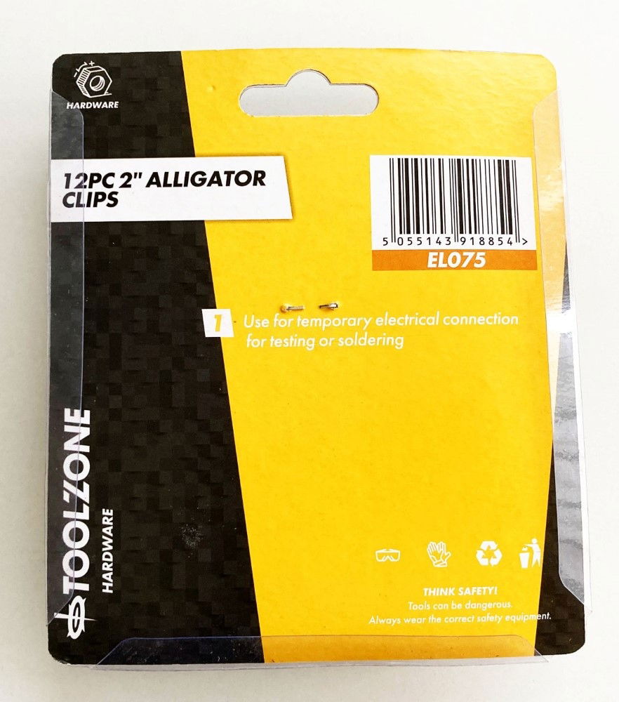 ALLIGATOR CLIPS 12PC 2 INSULATED PVC HANDLES - TOOLZONE KDPEL075 thumbnail 3