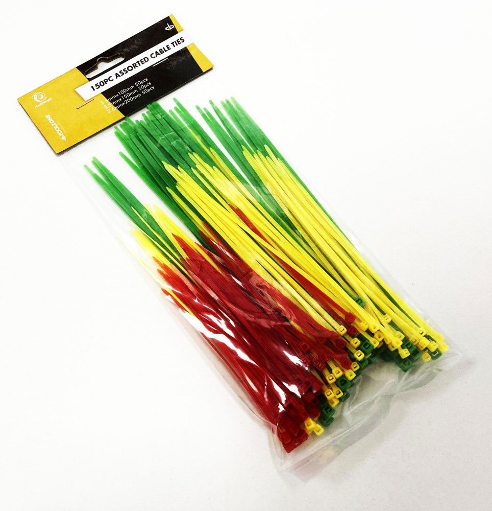 CABLE ZIP TIES ASSORTED 150PC 2.5mm x 100mm 2.5mm x 150mm 3.6mm x 200mm - TOOLZONE KDPEL077 thumbnail 2