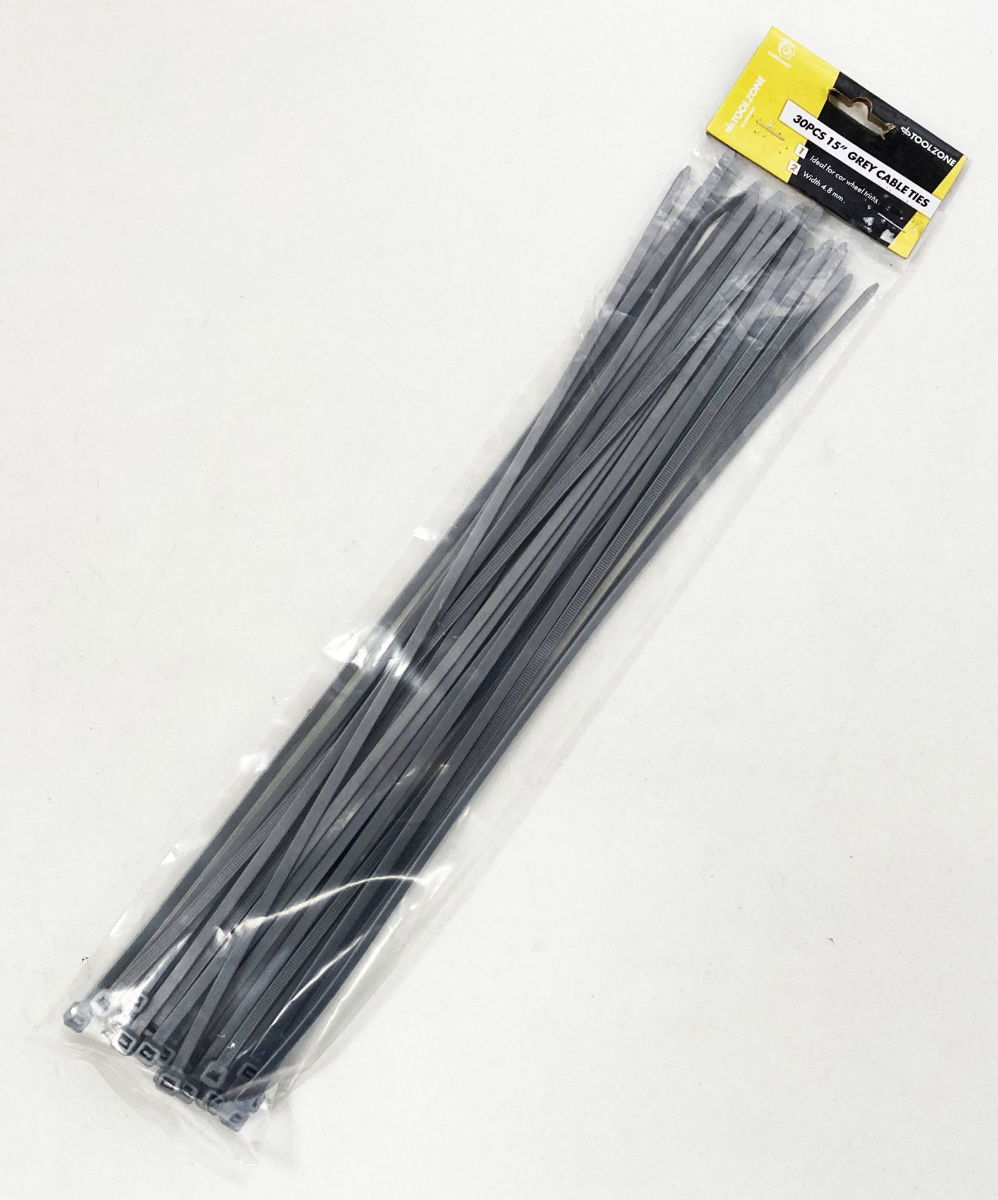CABLE ZIP TIES 30PC 15 SILVER 4.0mm WIDE - TOOLZONE KDPEL104 thumbnail 2