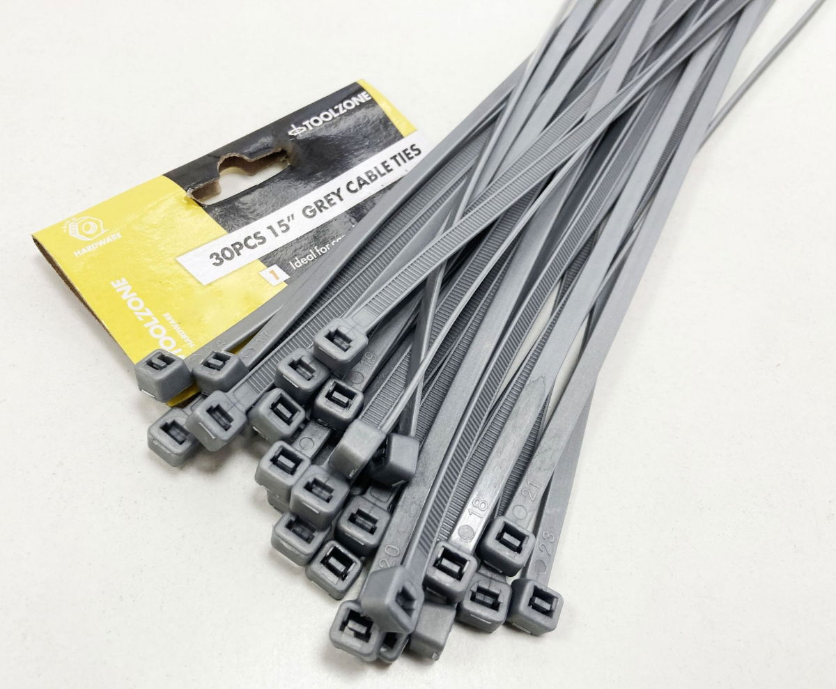 CABLE ZIP TIES 30PC 15 SILVER 4.0mm WIDE - TOOLZONE KDPEL104 thumbnail 5
