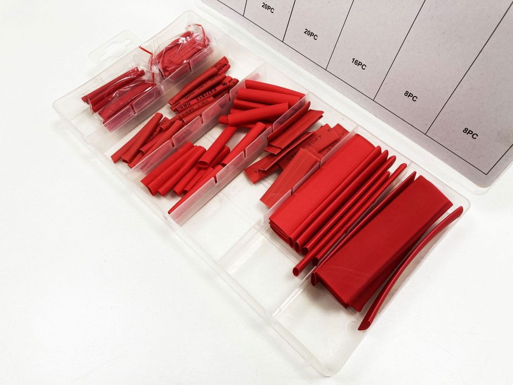 HEAT SHRINK TUBE ASSORTMENT 127PC RED WITH PLASTIC BOX - TOOLZONE KDPEL119 thumbnail 5