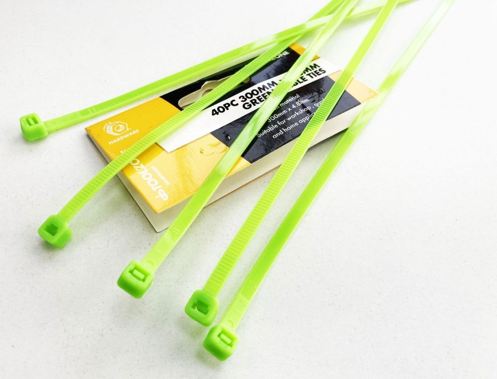 CABLE ZIP TIES 40PC 12 GREEN 4.8mm WIDE NYLON 40 - TOOLZONE KDPEL124 thumbnail 3