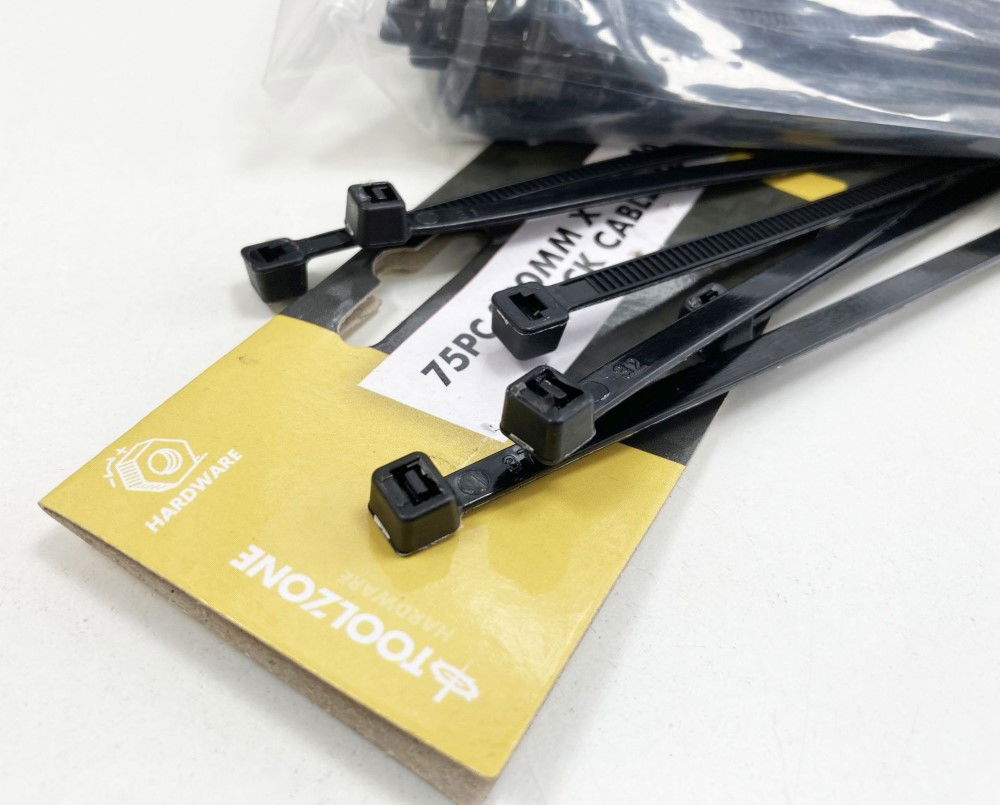 CABLE ZIP TIES 75PC 200mm x 4.5mm BLACK NYLON 40 - TOOLZONE KDPEL133 thumbnail 3