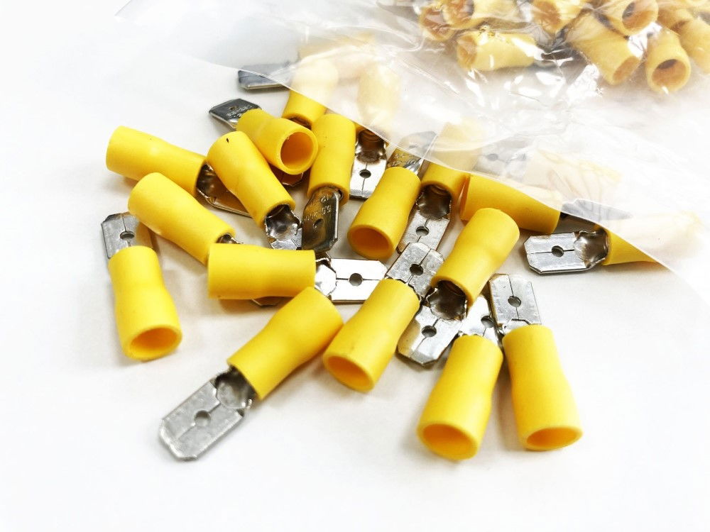MALE TERMINALS 100PC YELLOW SEMI INSULATED 12-10 awg 6.3mm x 0.4mm - TOOLZONE KDPEL142 thumbnail 3