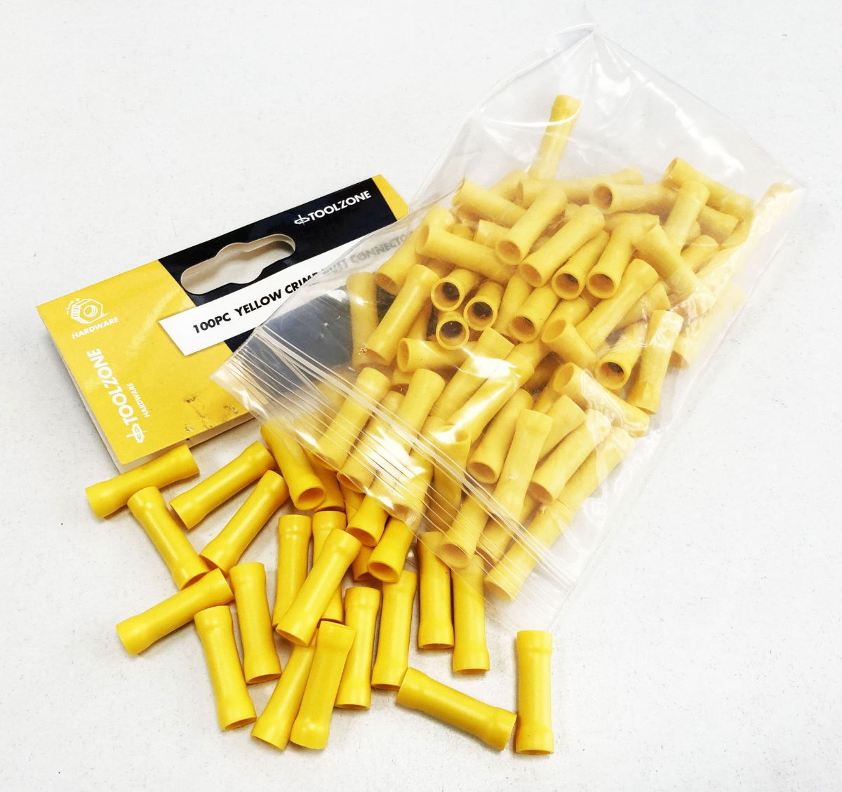 CRIMP BUTT CONNECTORS 100PC YELLOW INSULATED - TOOLZONE KDPEL145 thumbnail 3