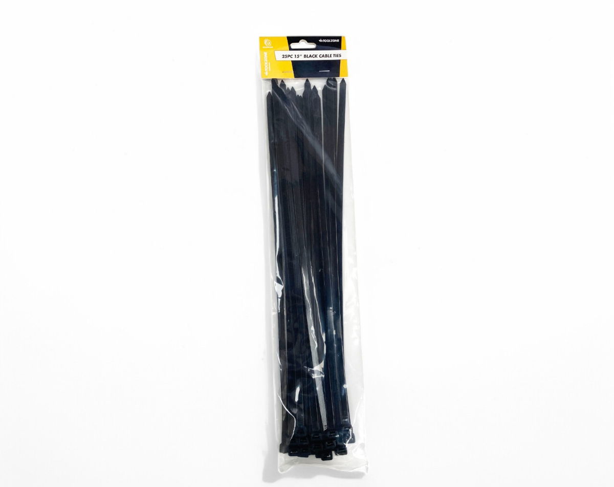CABLE ZIP TIES 25PC BLACK 15 x 7.6mm - TOOLZONE KDPEL146 thumbnail 2