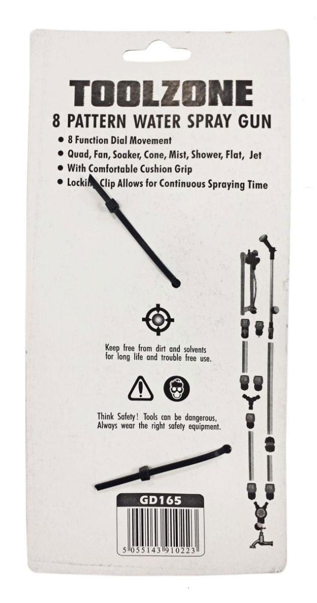 WATER SPRAY GUN 8 PATTERN - TOOLZONE KDPGD165 thumbnail 6
