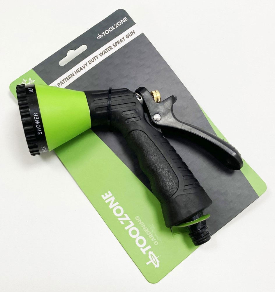 WATER SPRAY GUN 6 PATTERN GREEN HEAVY DUTY - TOOLZONE KDPGD168 thumbnail 2