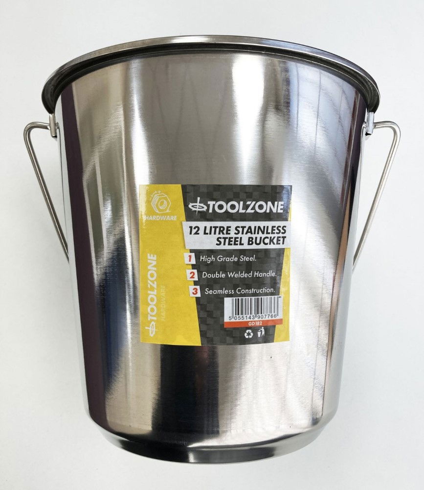 STAINLESS STEEL BUCKET 12 litre - TOOLZONE KDPGD182 thumbnail 7