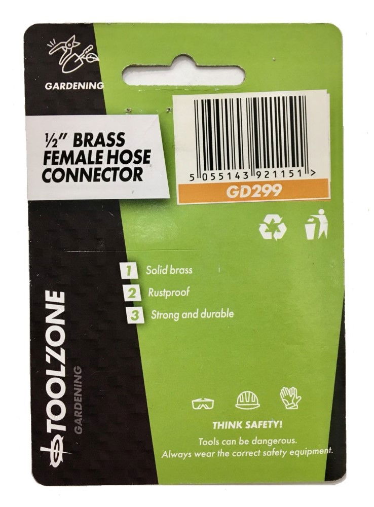HOSE CONNECTOR FEMALE SOLID BRASS - TOOLZONE KDPGD299 thumbnail 3