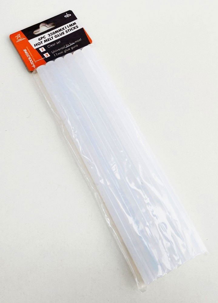 GLUE STICKS 6 PIECES 250 x 11mm FOR HOT MELT GLUE GUNS - TOOLZONE KDPGG006 thumbnail 2