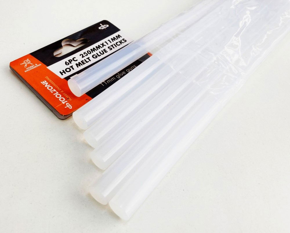 GLUE STICKS 6 PIECES 250 x 11mm FOR HOT MELT GLUE GUNS - TOOLZONE KDPGG006 thumbnail 3