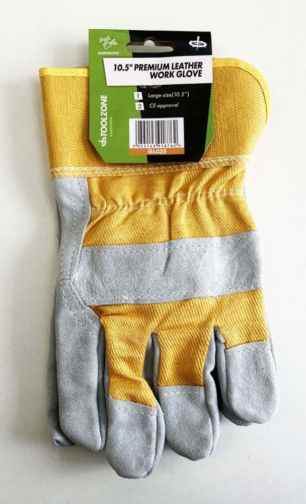 PREMIUM LEATHER WORK GLOVES SIZE 10.5 PACK OF 12 - TOOLZONE KDPGL035 thumbnail 4