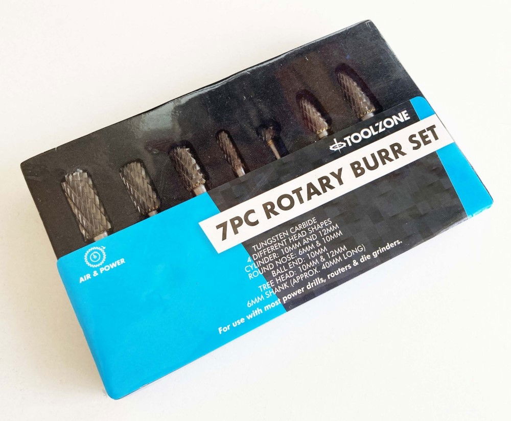 TUNGSTEN CARBIDE ROTARY BURRS SET 7 PIECE 6mm SHANK - TOOLZONE KDPHB095 thumbnail 2