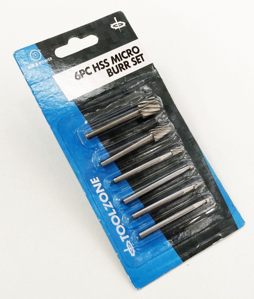 MICRO HSS BURR SET 6 PIECE 3.17mm SHANK 40mm LENGTH - TOOLZONE KDPHB191 thumbnail 2
