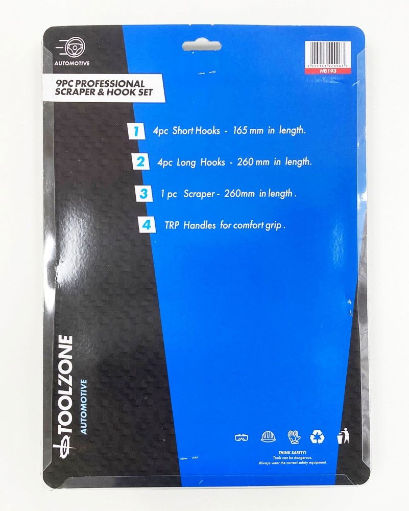 SCRAPER AND HOOK SET 9 PIECE CHROME VANADIUM STEEL - TOOLZONE KDPHB193 thumbnail 3