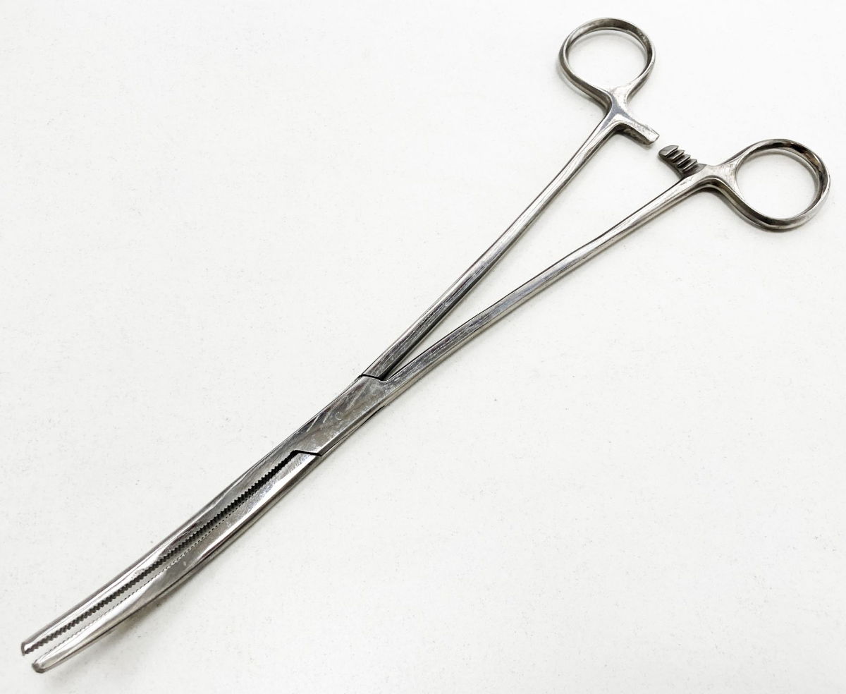 BENT FORCEPS 10 STAINLESS STEEL LOCKING SERRATED JAW - TOOLZONE KDPHB219 thumbnail 2