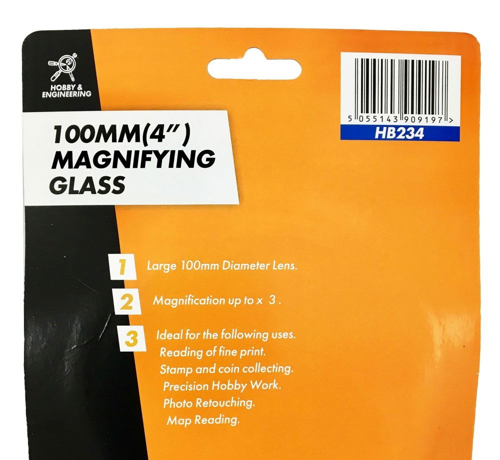MAGNIFYING GLASS 4 100mm 3x GLASS LENS - TOOLZONE KDPHB234 thumbnail 3