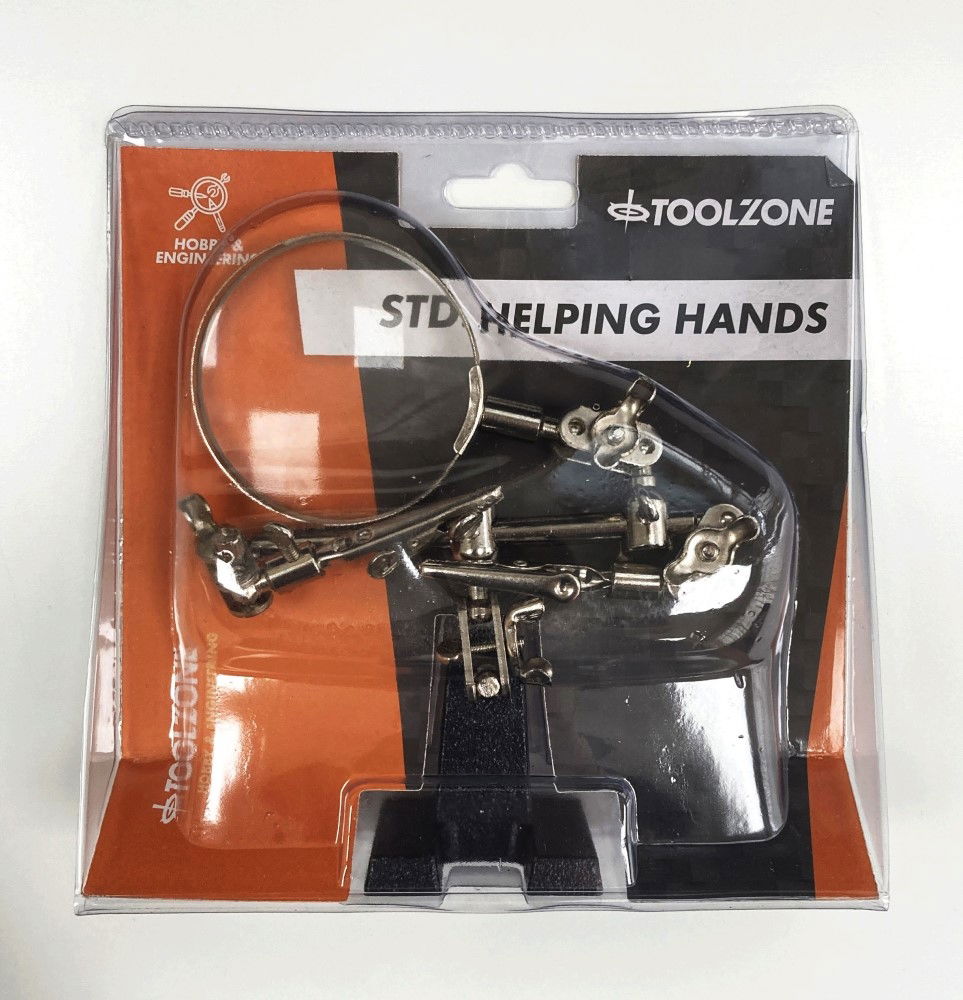 HELPING HANDS WITH MAGNIFIER 3.5 SWIVEL ARM ALLIGATOR CLIPS CAST IRON BASE - TOOLZONE KDPHB237 thumbnail 2