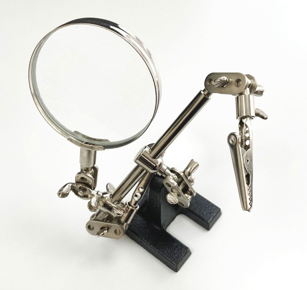HELPING HANDS WITH MAGNIFIER 3.5 SWIVEL ARM ALLIGATOR CLIPS CAST IRON BASE - TOOLZONE KDPHB237 thumbnail 4