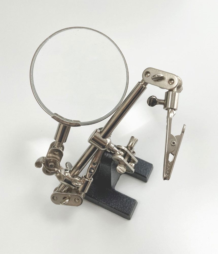 HELPING HANDS WITH MAGNIFIER 3.5 SWIVEL ARM ALLIGATOR CLIPS CAST IRON BASE - TOOLZONE KDPHB237 thumbnail 5