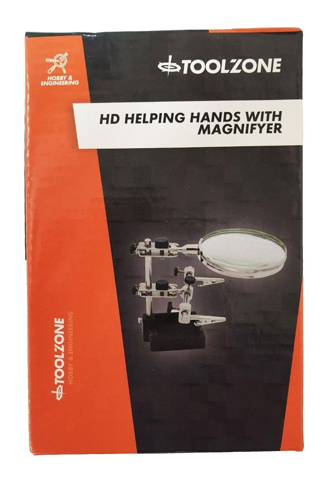 HEAVY DUTY HELPING HANDS WITH MAGNIFIER ADJUSTABLE JOINTS ALLIGATOR CLAMPS - TOOLZONE KDPHB238 thumbnail 2