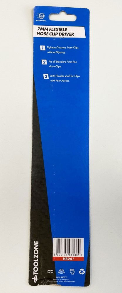 HOSE CLIP DRIVER 7mm FLEXIBLE SHAFT RUBBER GRIP HANDLE - TOOLZONE KDPHB241 thumbnail 3
