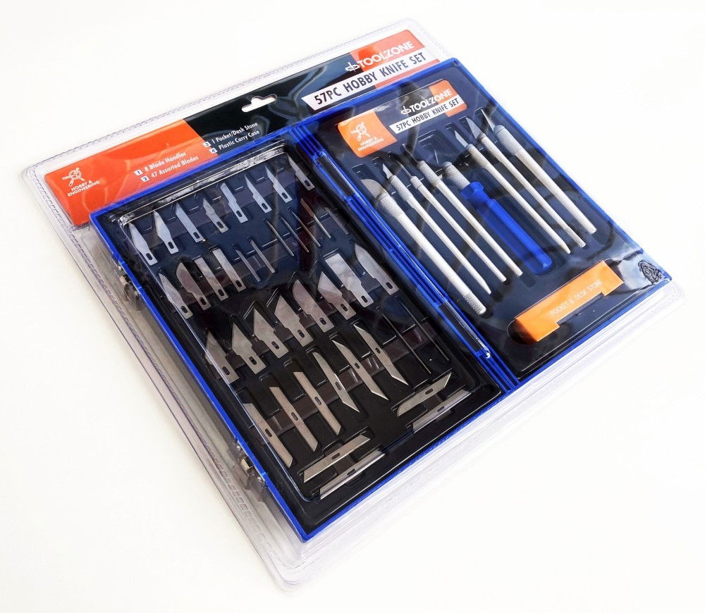 PRECISION HOBBY KNIFE SET 51 PIECE ALUMINIUM AND PLASTIC HANDLES 13 BLADES - TOOLZONE KDPHB245 thumbnail 2