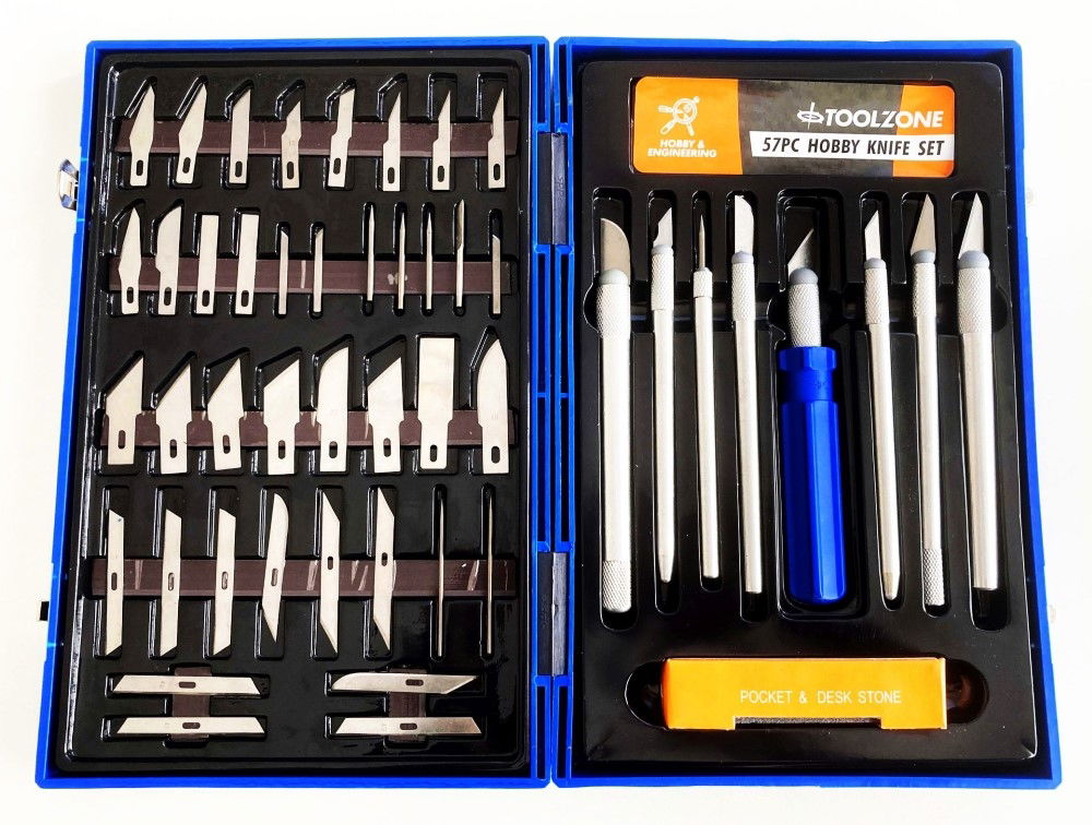 PRECISION HOBBY KNIFE SET 51 PIECE ALUMINIUM AND PLASTIC HANDLES 13 BLADES - TOOLZONE KDPHB245 thumbnail 7