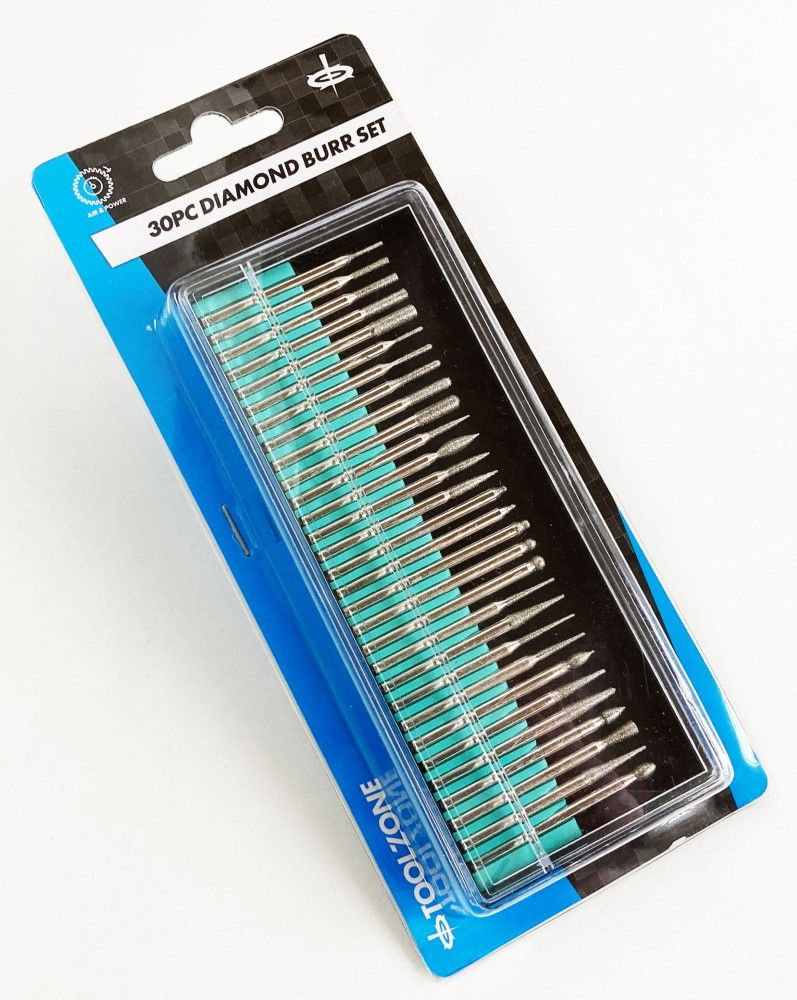 DEBURRING AND ENGRAVING SET 30pc 150GRIT DIAMOND 3.17mm SHANK 40-50mm LENGTH - TOOLZONE KDPHB265 thumbnail 4